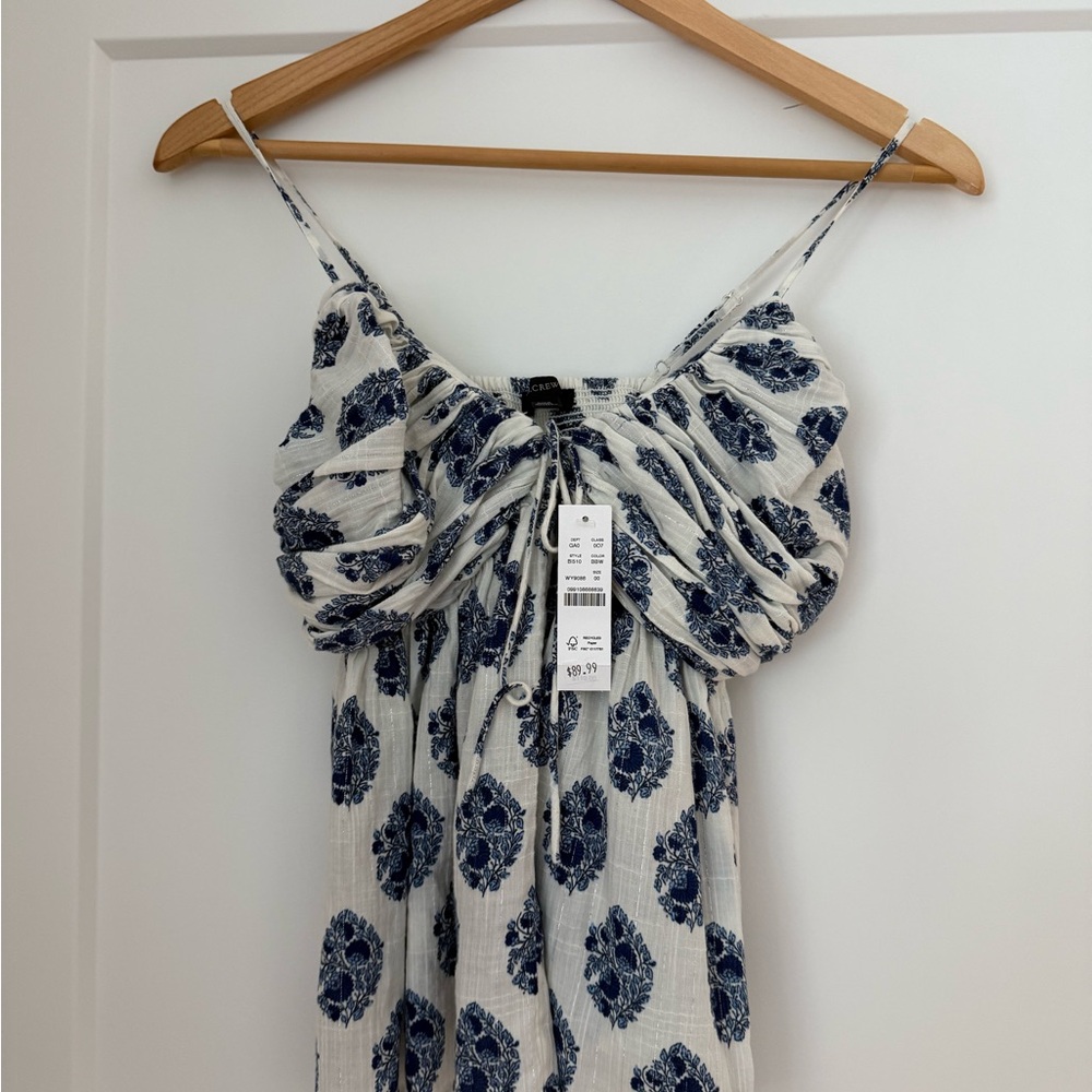 Blue and White Floral Top